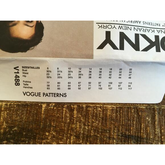 Vogue Sewing Pattern V1488 DKNY Womens Waist Tie Dress and Slip 6-14 UNCUT - Picture 3 of 3